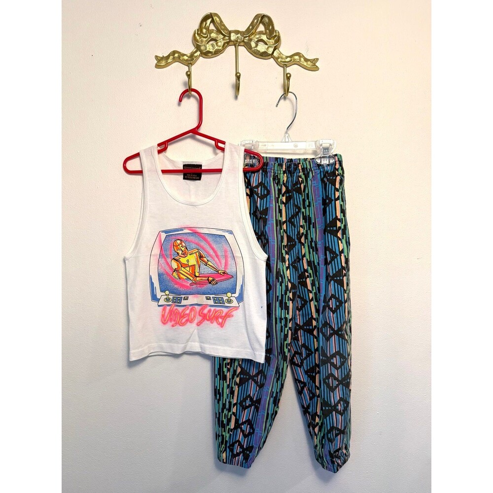 Retro Video Surf Tank Top Set, Video Surf Set Tank Top & Pants